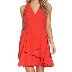 Asymmetrical Crepe Fit & Flare Dress